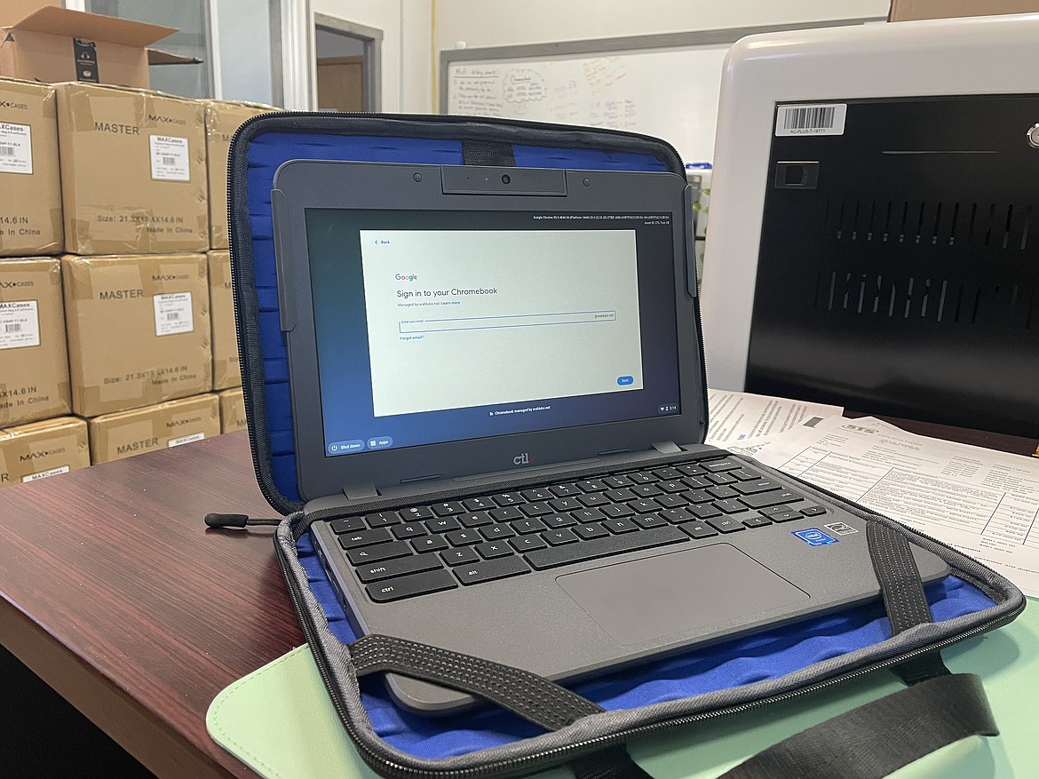 A CTL Chromebook NL71-L like those issued to grades 6-12 in Wahluke schools. The district had a finding stating that it failed to properly review needs during the pandemic, an issue many districts across the nation have faced.