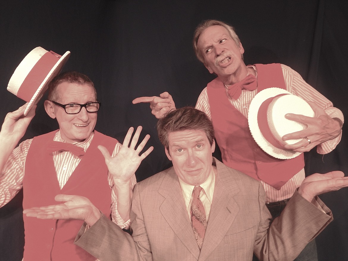 The Port Polson Players present Neil Simon's classic comedy, "The Sunshine Boys," May 17-19. Pictured here (dressed in red) are Louis Jepson and Neal Lewing as Lewis and Clark, an elderly and popular vaudeville team, and Mike Gillpatrick as Ben, who tries to reunite the aging actors for a CBS television special. (Karen Lewing photo)