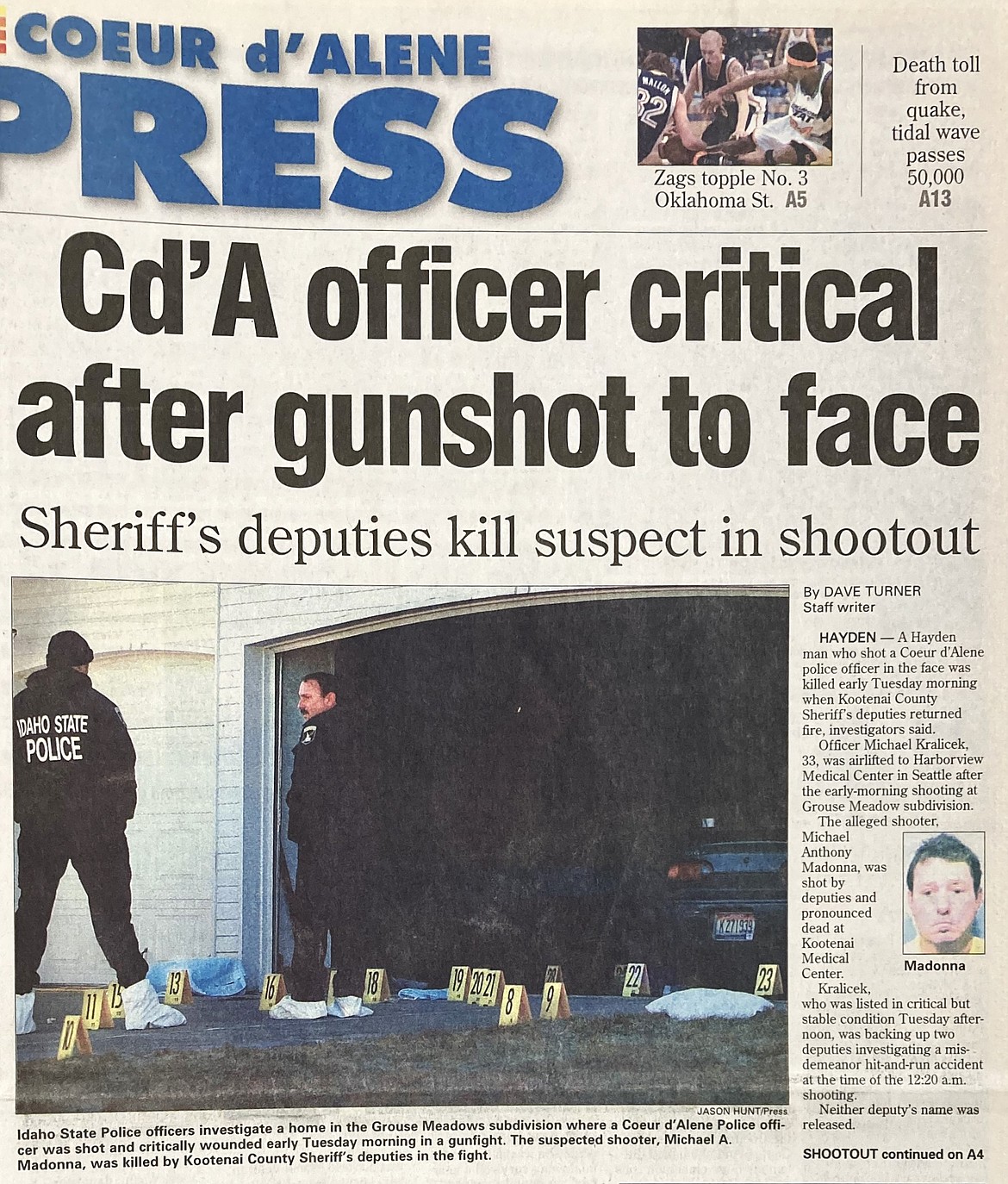On Dec. 29, 2004, The Press carried news of the terrible shooting.