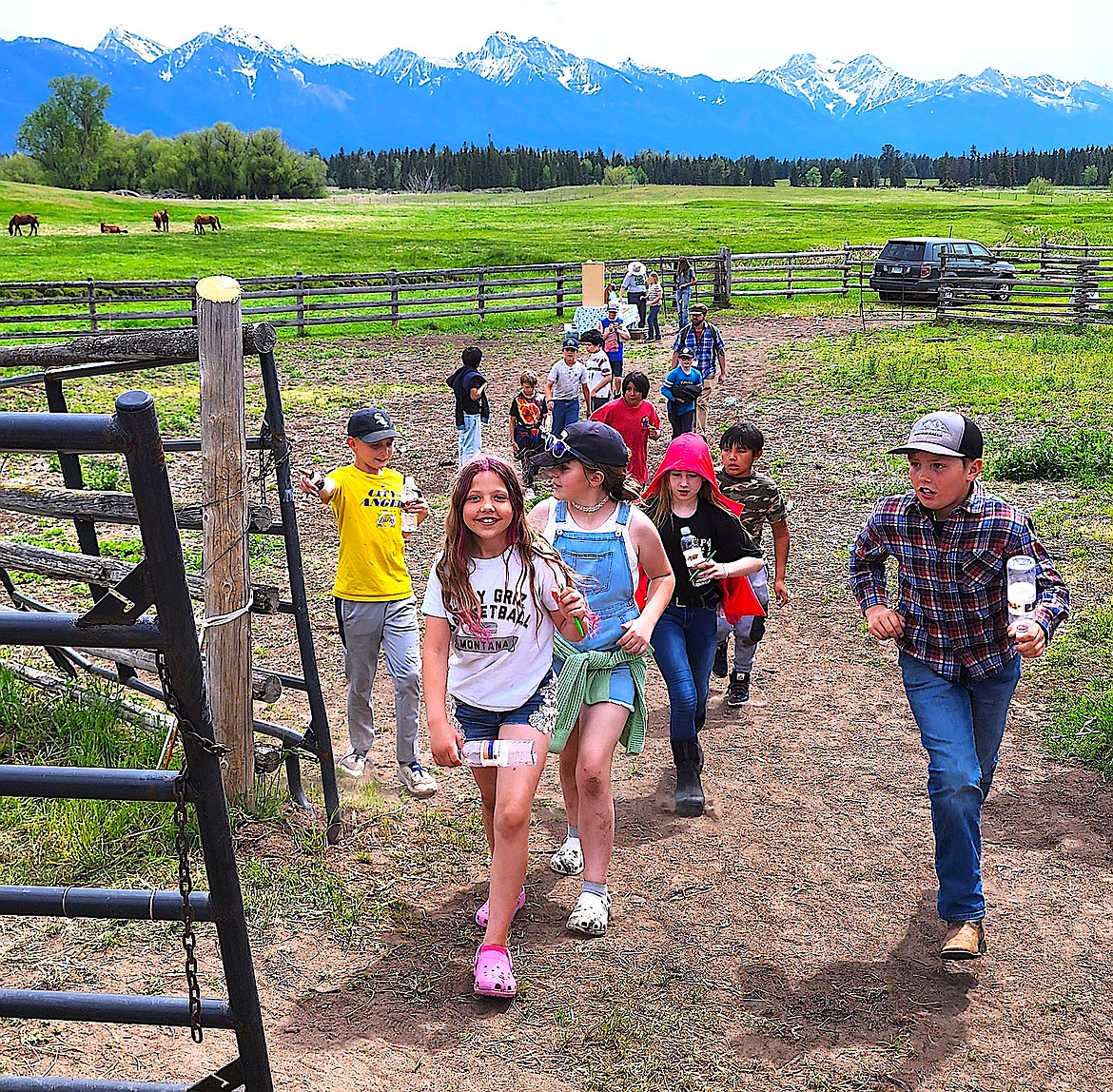 Kids switched activities every 11 minutes at 4th Grade Ag Days on May 15 and 16 and cycled through booths from Bees to Potatoes to Baby Goats to Dairy, many aspects of agriculture.  (Berl Tiskus/Leader)