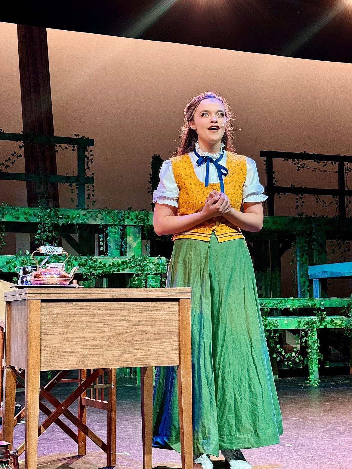 Issy Williams as Jane in "Tarzan, the stage musical" performs during a rehearsal. Tonight is opening night of the production at the Kroc Center.