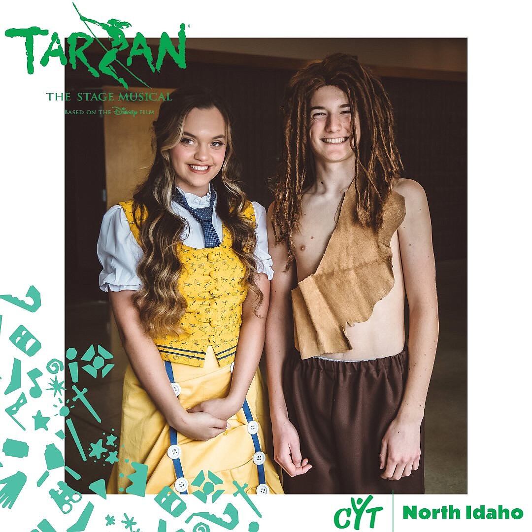 Tarzan played by Noah Brown and Jane played by Issy Williams are the stars in CYT North Idaho's production of "Tarzan: The Stage Musical" opening tonight at the Kroc Center.