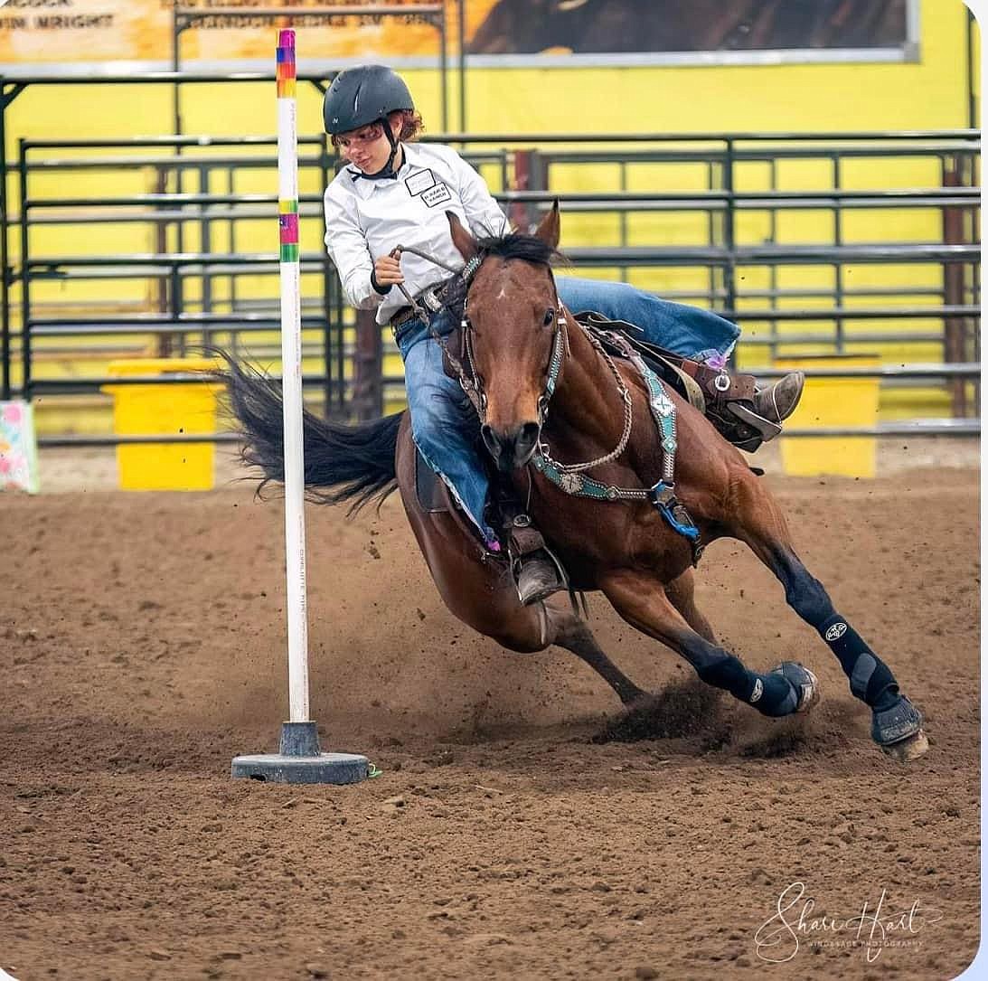 Forrest Bird Charter School freshman, Alicia Peterson, recently won the pole bending title at the Idaho High School Rodeo Association District 3 finals held in Cambridge May 3-4. At the finals, Peterson placed first out of 22 competitors with a time of 21.485 seconds. She has won all three of the competitions she has competed in this year and holds a personal best time of 20.827 seconds, which she set a couple of weeks ago at a rodeo competition in Lewiston. Peterson will compete at the IHSRA finals set to be held June 8-15 at the Bannock County Event Center in Pocatello.