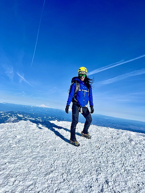 Natalie Gross at the top of Mt. Baker in 2023.