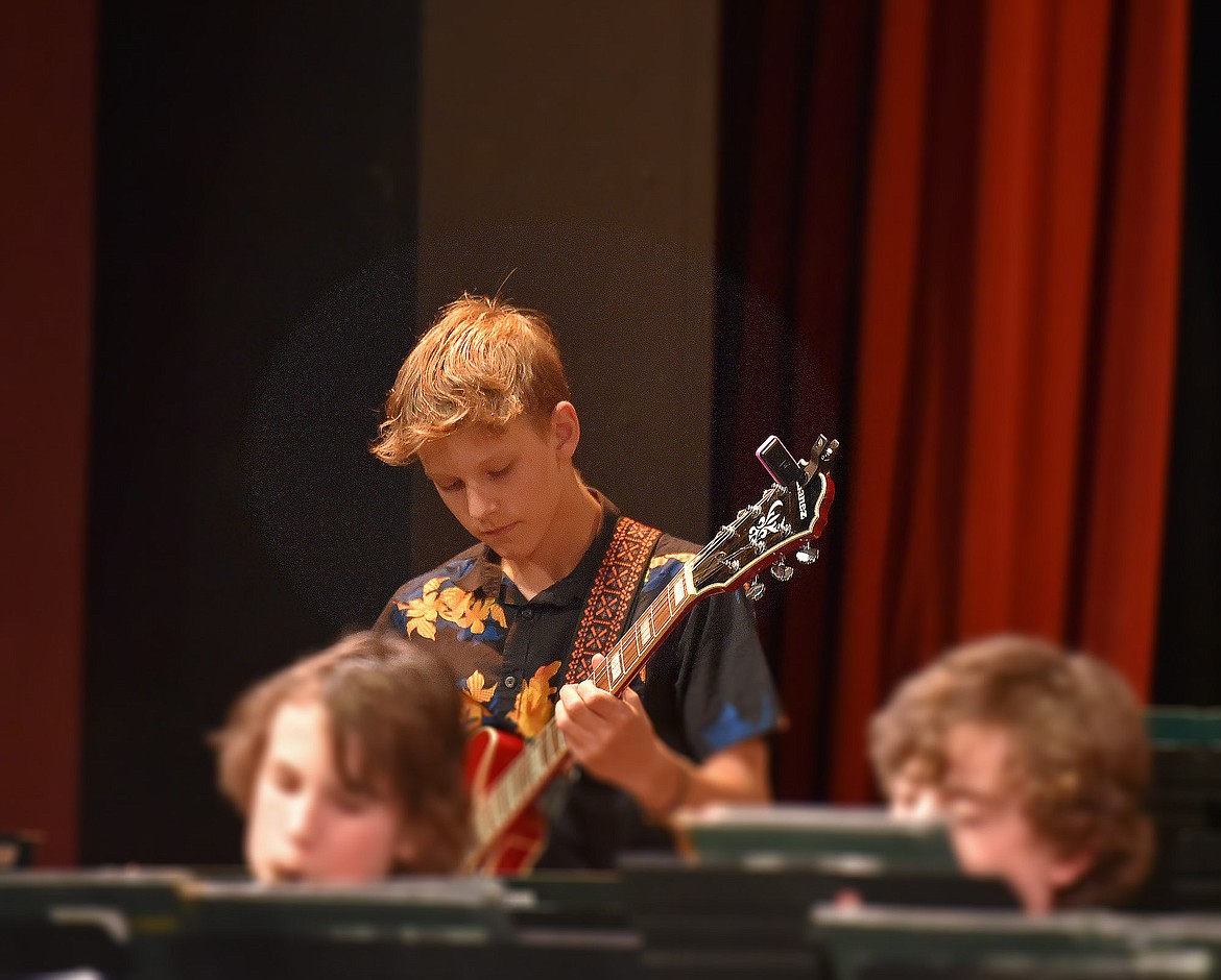 Whitefish Middle School 7th grader Henry Boysen had a smashing guitar solo at the spring band concert on Thursday, May 16th (Kelsey Evans/Whitefish Pilot).