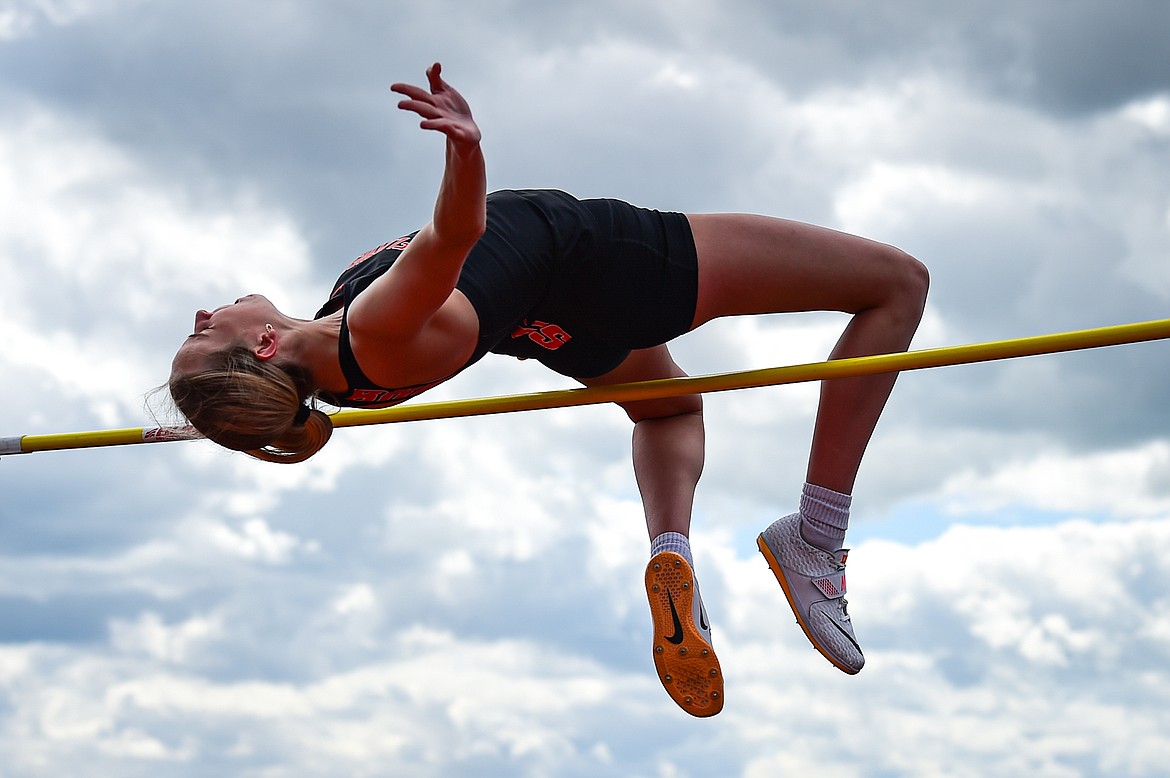 Flathead's Kennedy Moore competes in the high jump at the Western AA Divisionals at Legends Stadium on Saturday, May 18. Moore placed second with a jump of 5'2".(Casey Kreider/Daily Inter Lake)