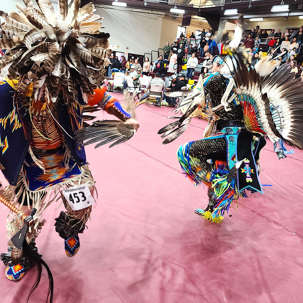The drum was raising the roof on the Joe McDonald Health and Fitness Center, and these dancers werekeeping up with the drum. (Berl Tiskus/Leader)