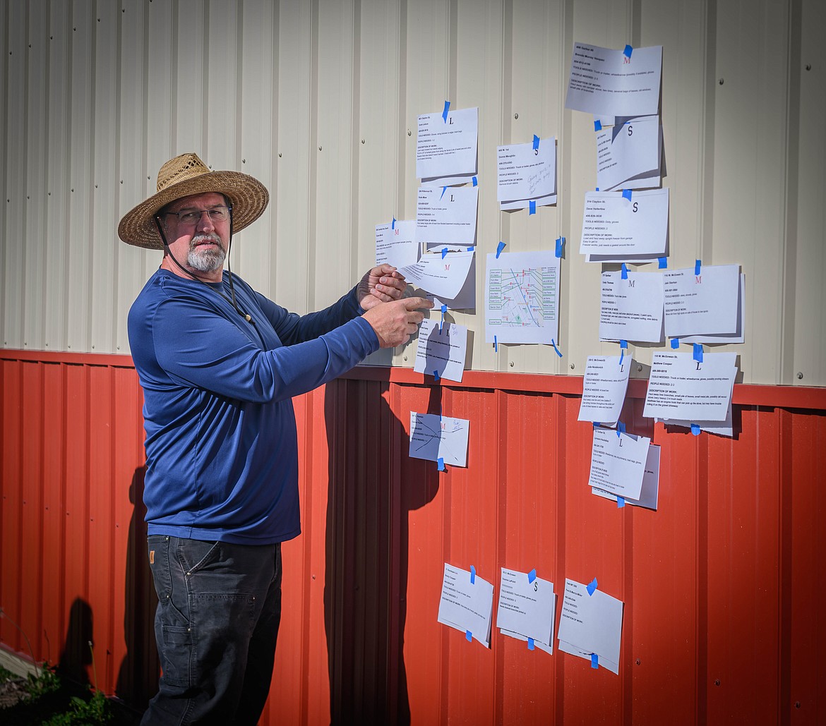 Scott Johnson hands out assignments at Plains Beautification Day. (Tracy Scott/Valley Press)