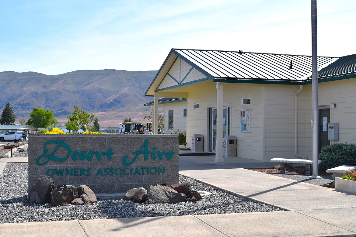 Exterior of the Desert Aire Owners Association building, which sits next to the Desert Aire Golf Course and Desert Aire Airport. The DAOA leases the airport land to the Desert Aire Airport District.