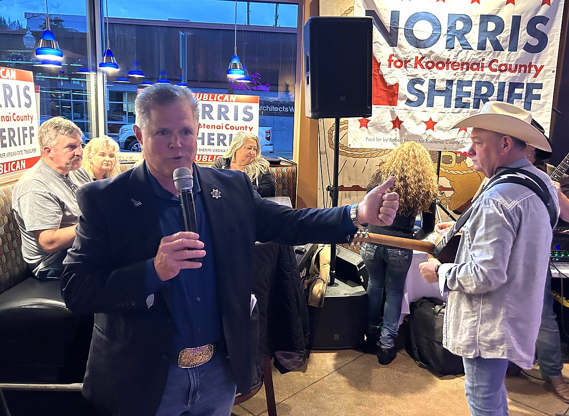 Kootenai County Sheriff Bob Norris addresses the crowd at Seasons of Coeur d'Alene on Tuesday.