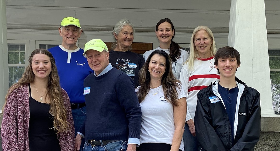 The Coeur d'Alene rowing crew. Back row from left, Eric Atkins, Sherry Wood, Elizabeth Comisac and Helga Brown. Front rpow from left, Josie Deuel, Coach Martin Stacey, Mary Leaff and Caden DiShanni.