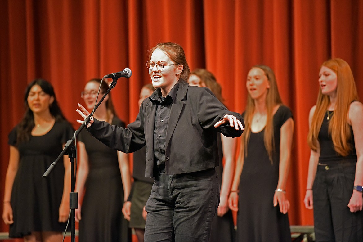 Grayson Wood takes a solo during the Whitefish High School Treble Choir portion of the Spring Choir Concert. (Julie Engler/Whitefish Pilot)