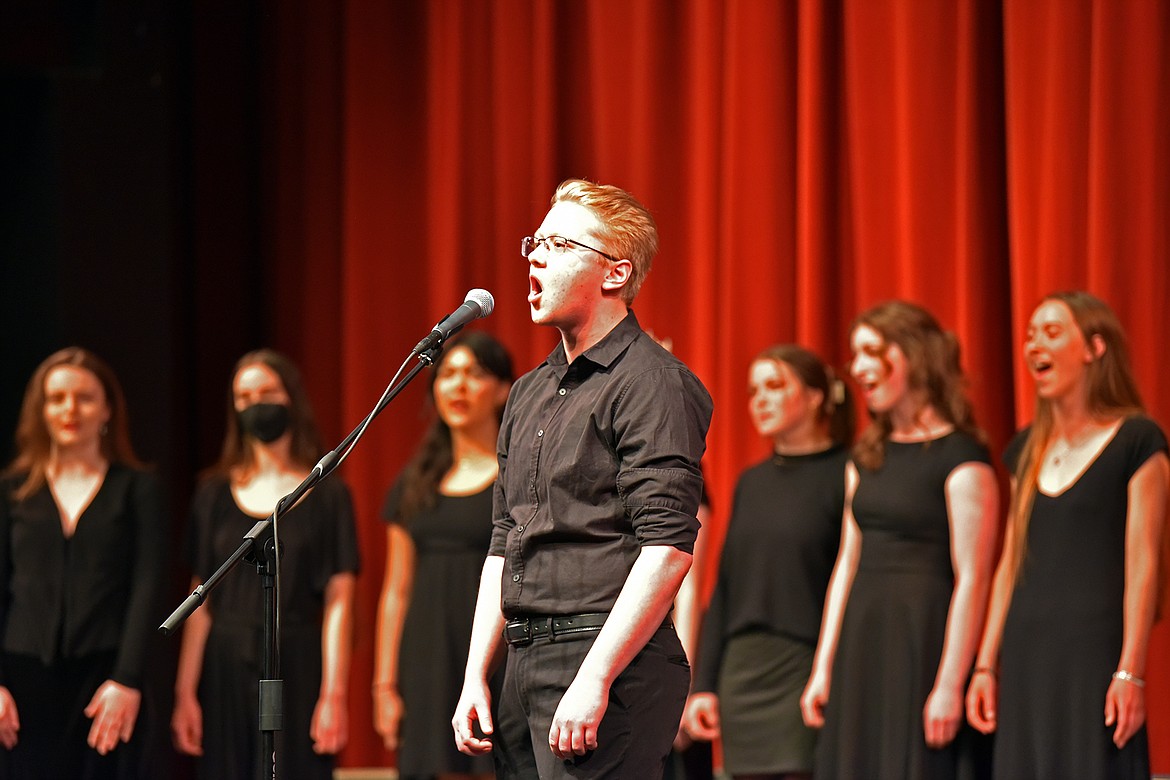 Felix Solem takes a solo during the Whitefish High School Treble Choir portion of the Spring Choir Concert. (Julie Engler/Whitefish Pilot)