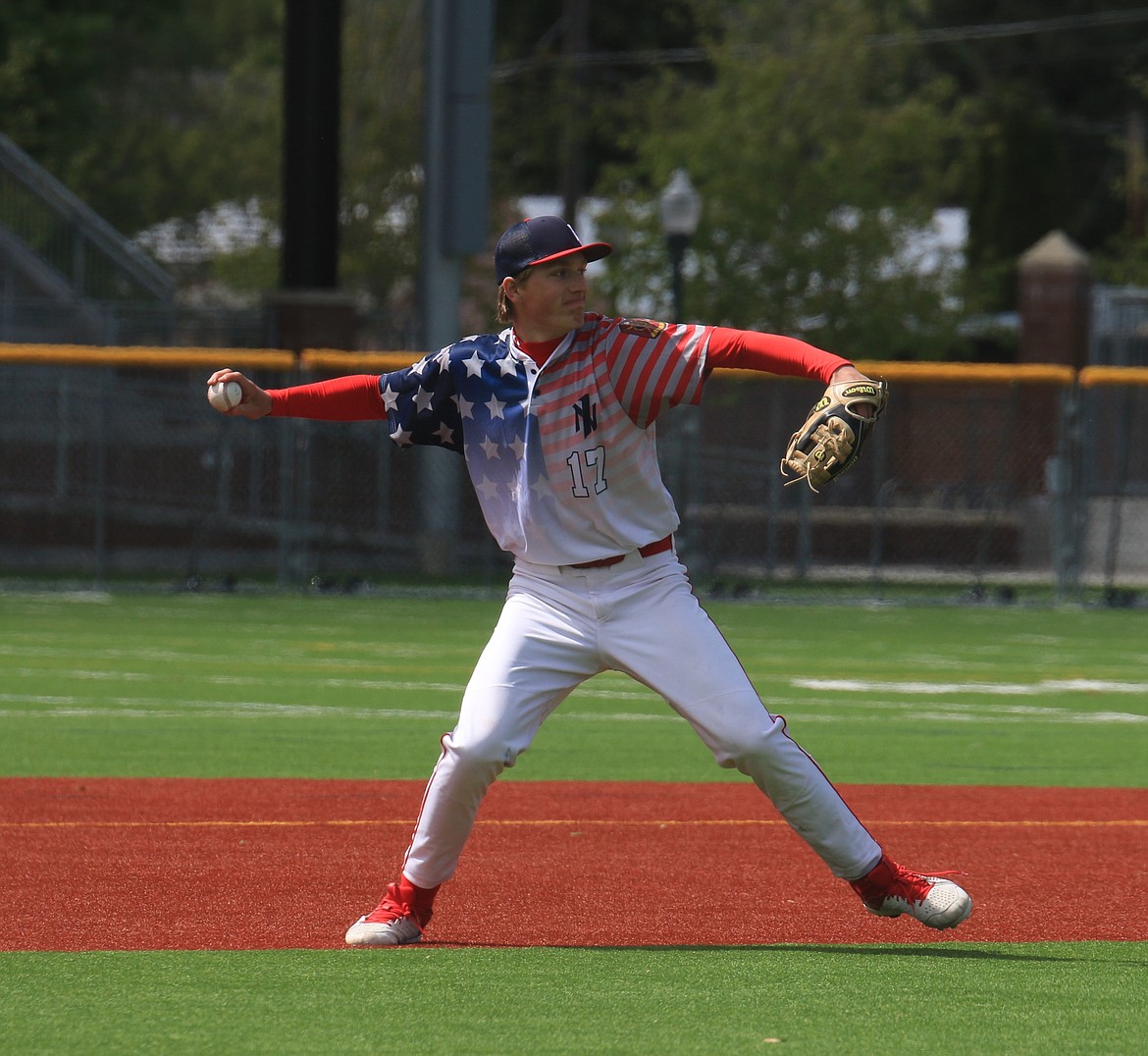 Finn Mellander fields a ground ball at third base and gets ready to throw to first during the second game against the Blue Devils.