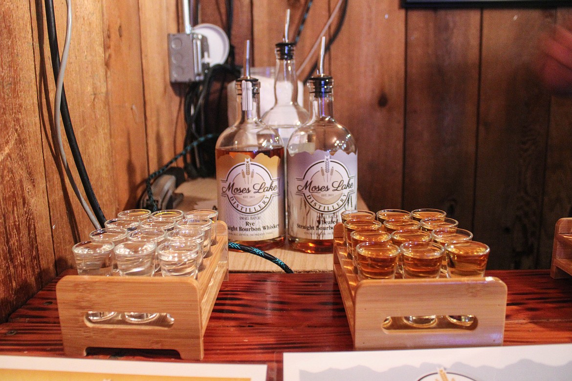 Moses Lake Distillery focuses its spirit production on vodka, rum and whiskey, according to owner Zachary Hughes. Pictured are two Moses Lake Distillery products, rye and wheated bourbons.