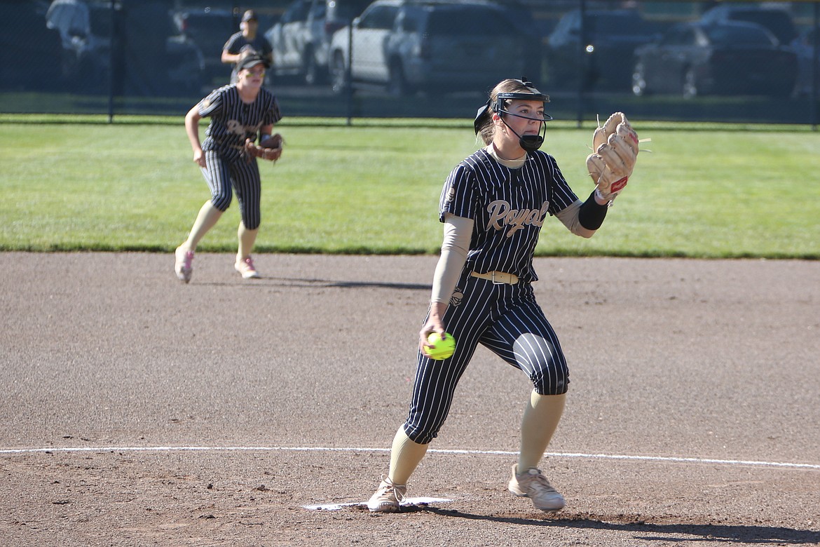 Royal sophomore Jill Allred pitches against Cedar Park Christian in the semifinals of the 1A State Softball Tournament on Saturday. Allred had 13 strikeouts in the win, surrendering five hits and three walks.