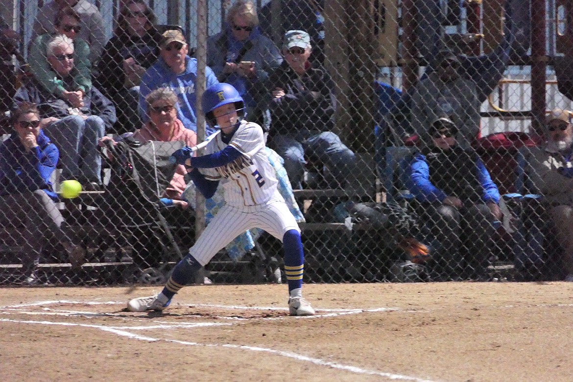 Thompson Falls senior second baseman MacKenzie Robison passes on a pitch that was high and outside during the Lady Hawks opening round game at the State Class B-C softball championship this past weekend in Billings.  (Chuck Bandel/VP-MI)