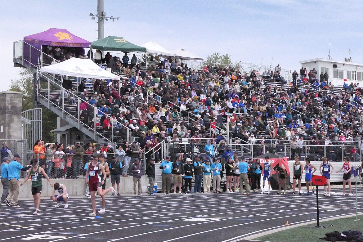 A large crowd was on hand, despite adverse weather conditions, for this year's Class B and Class A track and field championships held at the Laurel Sports Complex and hosted by Laurel High School this past weekend.  (Chuck Bandel/VP-MI)