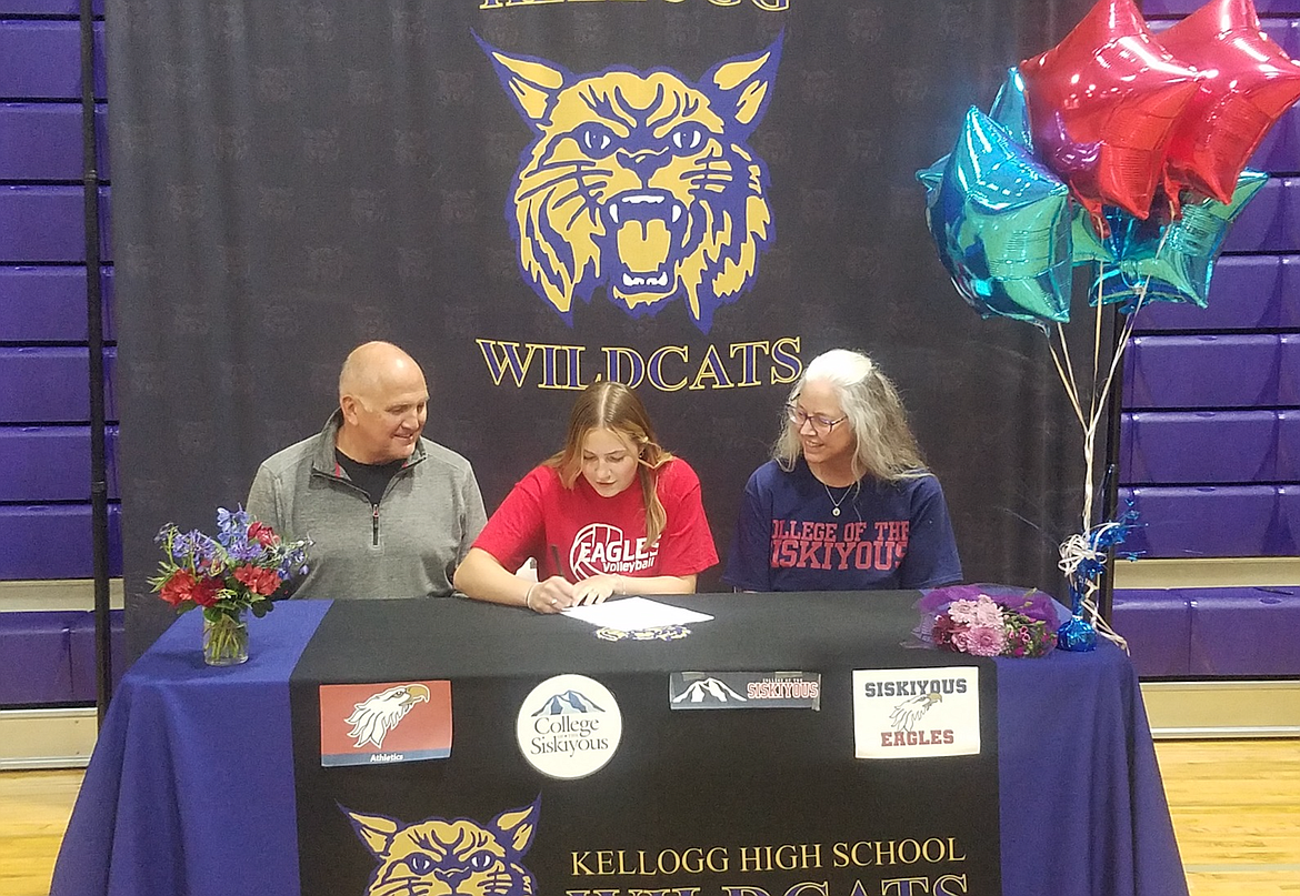 Kellogg's Zoe Brooks, pictured with her parents Rick and Margy, signed with the College of the Siskiyous to play indoor and outdoor volleyball.