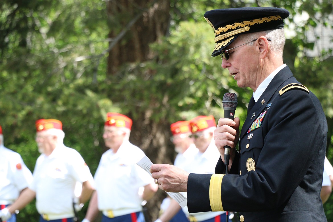 Bryan Hult, a retired U.S. Army brigadier general and former Bonner County Veterans Services officer, speaks at a Memorial Day service in Sandpoint.