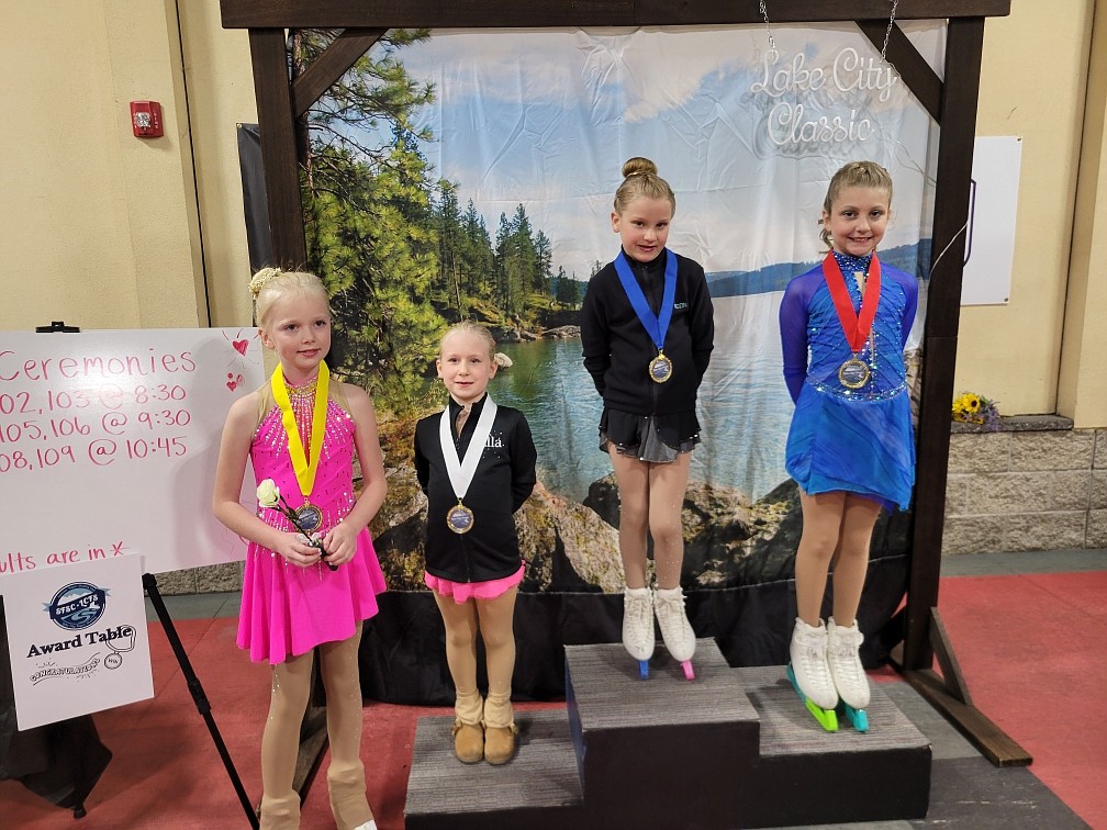 Courtesy photo 
From left, Bea Vieth, Ella LeClaire, Rozin Hebdon and Spencer Warren, part of the Lake City Figure Skating program of the Spokane Figure Skating Club, which hosted the Lake City Classic on May 17-19 at the Frontier Ice Arena in Coeur d'Alene.