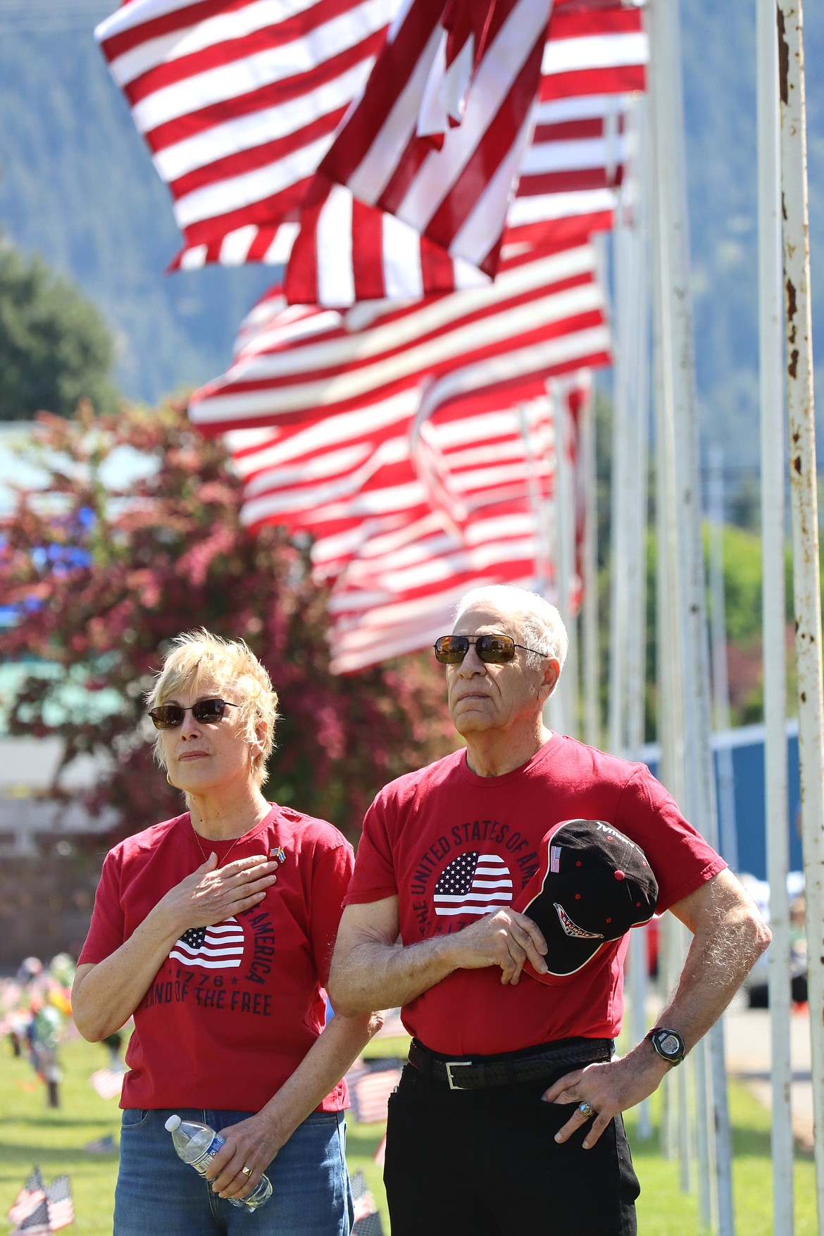 John and Tish Deus of Coeur d'Alene attend the Memorial Day ceremony at Coeur d'Alene Memorial Gardens.