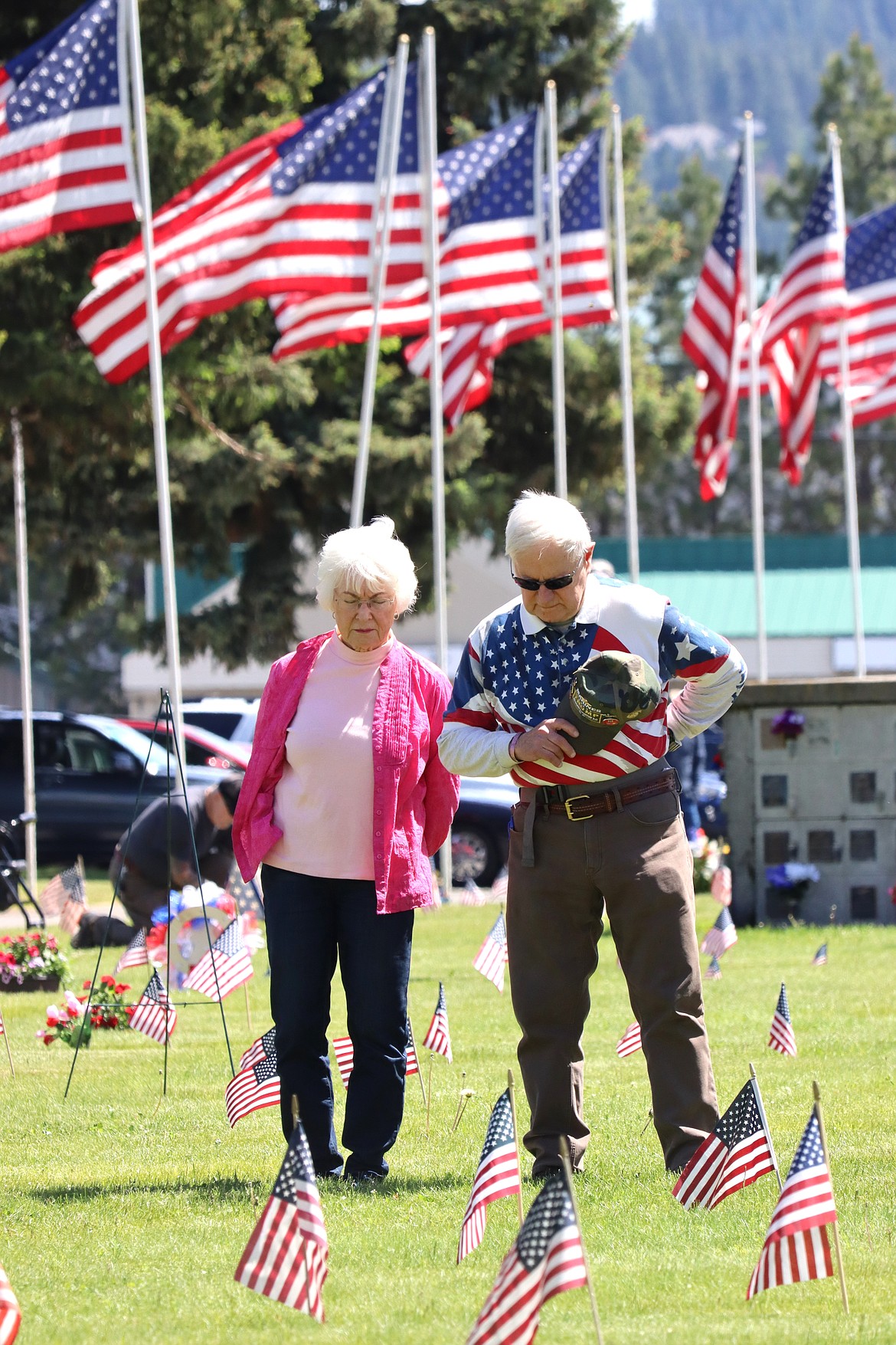 Veteran Kenny Moore and wife Lois attend the Memorial Day ceremony at Coeur d'Alene Memorial Gardens on Monday.