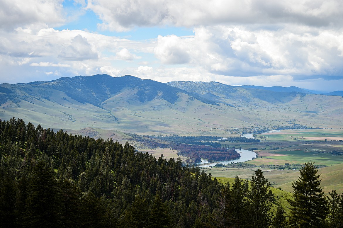 The Flathead River winds through the Flathead Reservation west of the Bison Range on Sunday, May 19. (Casey Kreider/Daily Inter Lake)