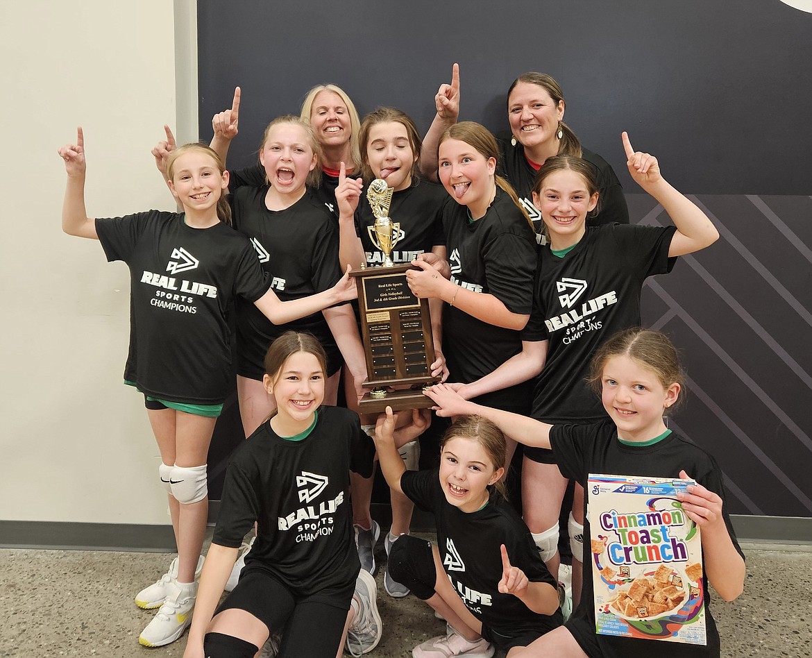 Courtesy photo
The Green Queens won the 3rd/4th Grade volleyball Cereal Cup championship for Real Life Sports. Players include Aliannah Collins, Ava Lund, Brielle Lettau, Everlee Byrd, Hannah Bassols, Haper Molinari, Lila Preston and London Gilbreath. Coaches are Deborah Essex and Lydia Molinari.