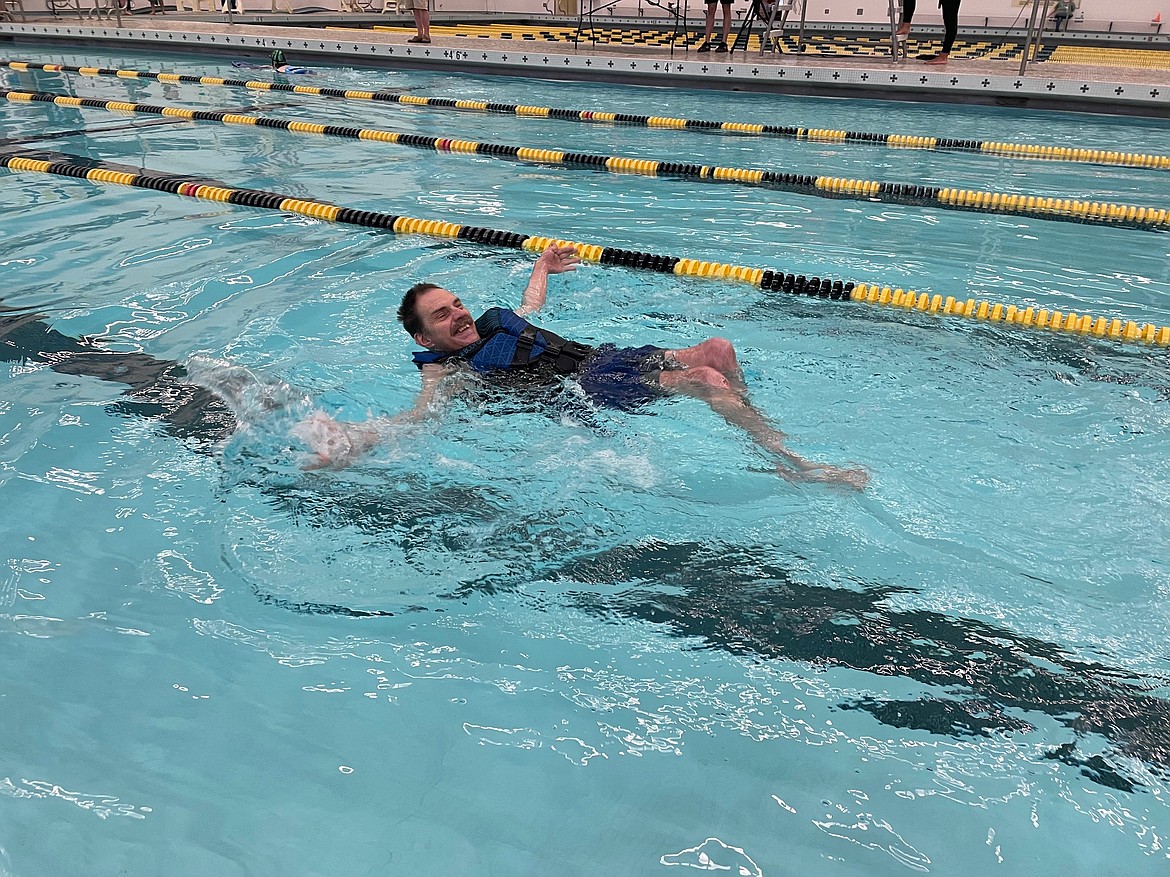 Sandpoint's Bob Leichtman competes in the 25-meter flotation event.