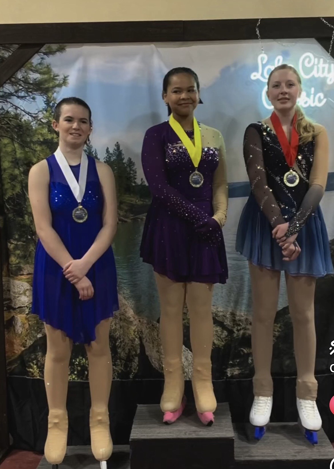 Courtesy photo 
From left, Texas Fallquist, Riley Martinez and Eva Schuler, part of the Lake City Figure Skating program of the Spokane Figure Skating Club, which hosted the Lake City Classic on May 17-19 at the Frontier Ice Arena in Coeur d'Alene.