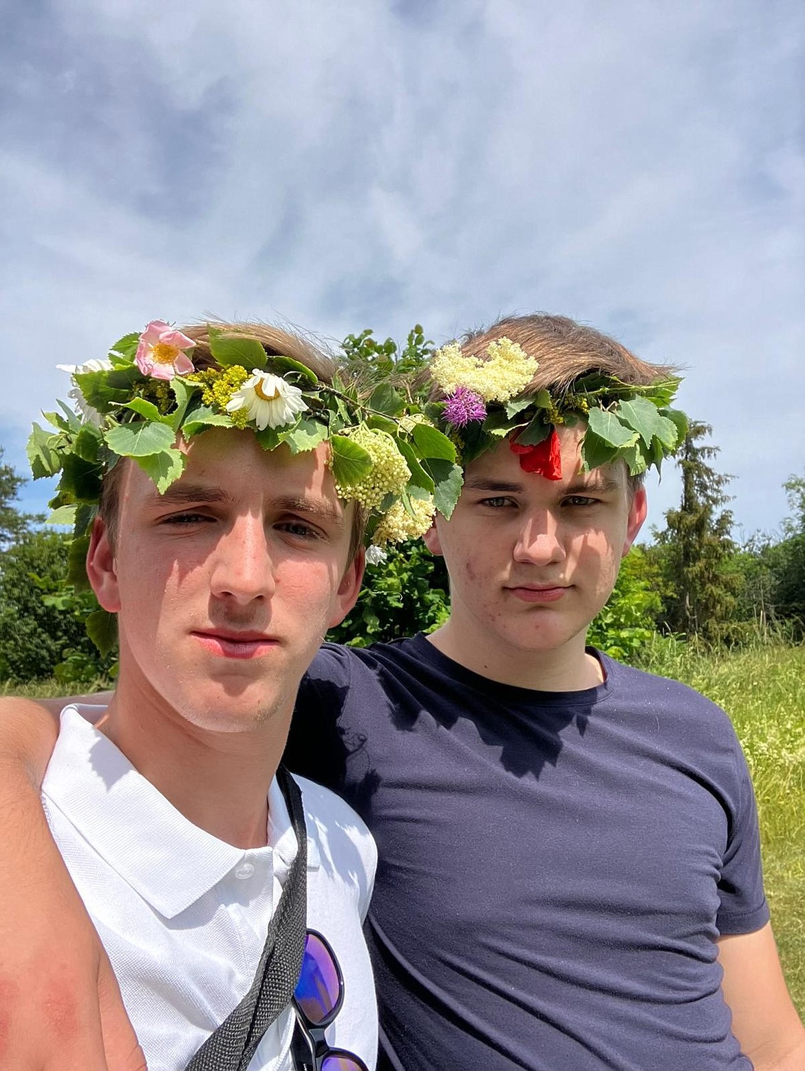 North Nollan and Theodor Ohlsson on the Swedish island of Öland for a Swedish tradition called “midsummer.” (Courtesy photo)