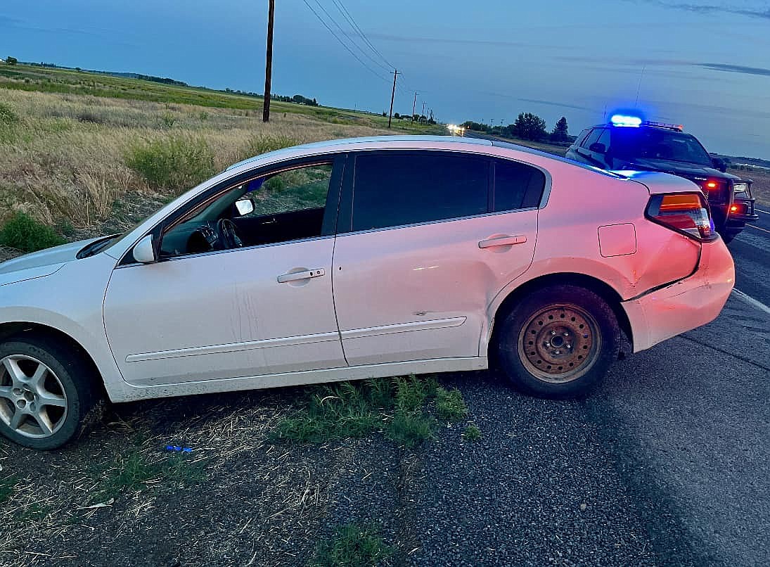 Officers were able to perform an arrest after the driver of this vehicle reportedly failed to stop for officers when he’d been observed by Othello Police Department officers spinning out and was later observed driving the vehicle slowly with one of the tires blown out.