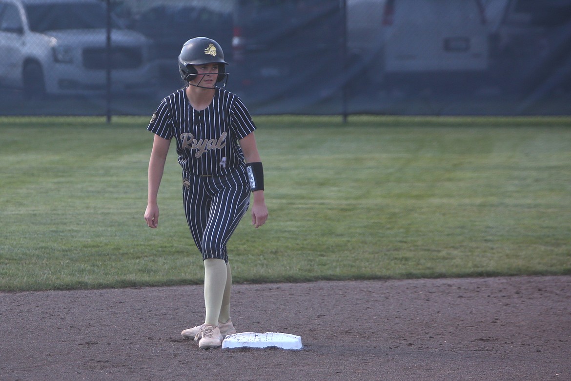 Royal senior Raegan Wardenaar leads off of second base during the state semifinals against Cedar Park Christian. Wardenaar scored four runs in Saturday’s state championship game, going four-for-five at the plate.