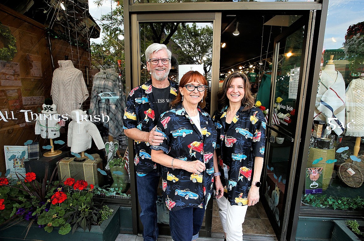 The All Things Irish crew, owners Craig and Ilene Moss and associate Sharon Kearns were dressed for Car d'Lane 2023.