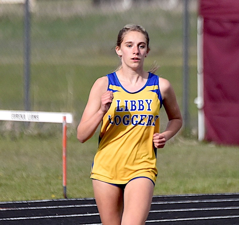 Libby eighth-grade runner Capri Farmer placed fifth in the 3,200-meter run at the 2024 state Class A championships in Laurel. (Scott Shindledecker/The Western News FILE)