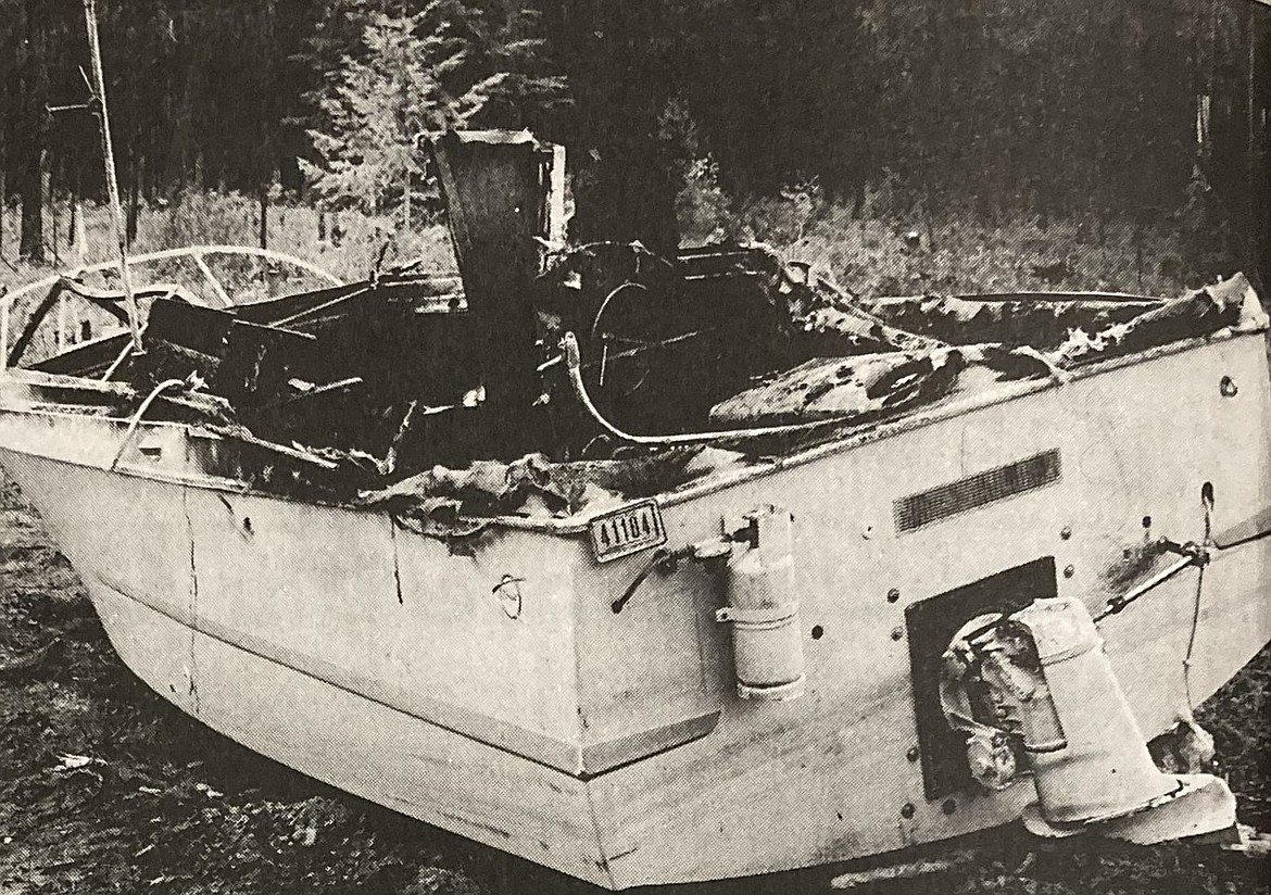 The remains of Darlene Johnston’s mail boat after the fatal fire.