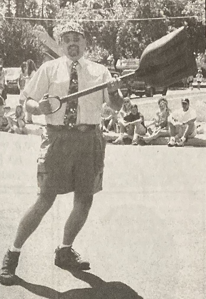 Councilman Dave Walker wins the Pooper Scooper competition at the Fred Murphy Days Parade.