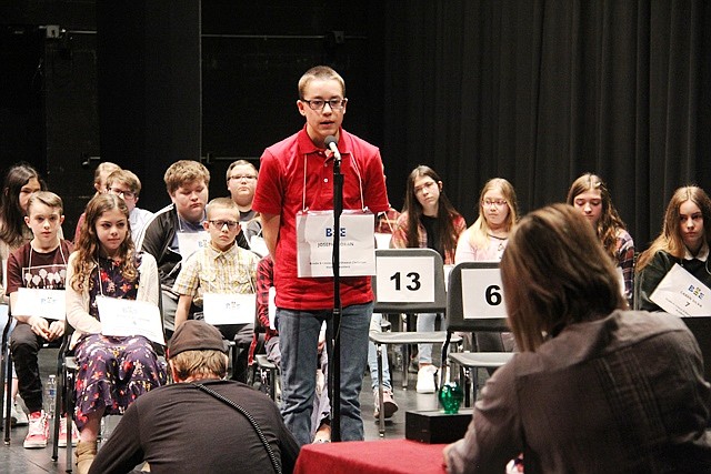 Top speller Joseph Moran at the regional spelling bee at North Idaho College.