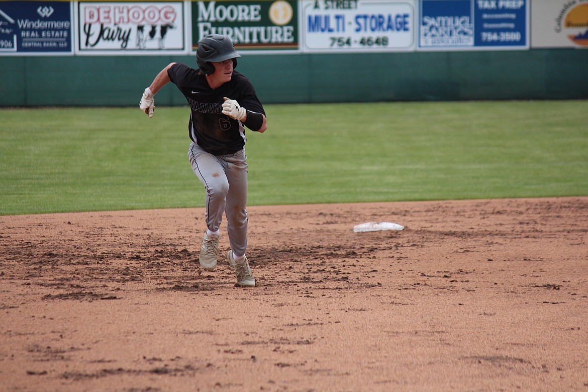 Harvest Parrish (6) takes off from second base in Almira Coulee Hartline’s state semifinal game.