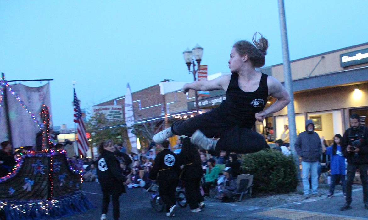 Jacob Guertin of Freewind Martial Arts demonstrated his skills along the parade route.