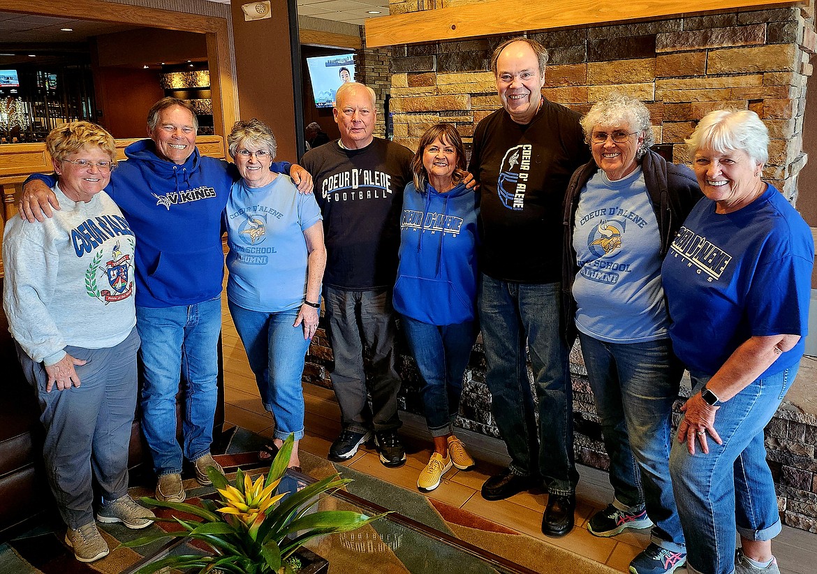 The 2024 All Class Reunion Committee comprised of members of Coeur d'Alene High School Class of 1969. Pictured left-right: Darlene Shriner, John Webb, Kay Cook Van Cleave, Ron Hotchkiss, Patricia Richardson, Sandy Sanderson, Kathy Cook and Debbie Drechsel Hart.