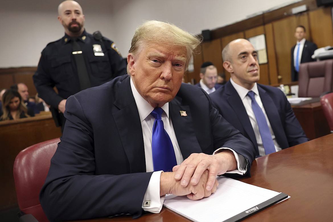 Former President Donald Trump appears at Manhattan criminal court during jury deliberations in his criminal hush money trial in New York, Thursday, May 30, 2024. (Michael M. Santiago/Pool Photo via AP)