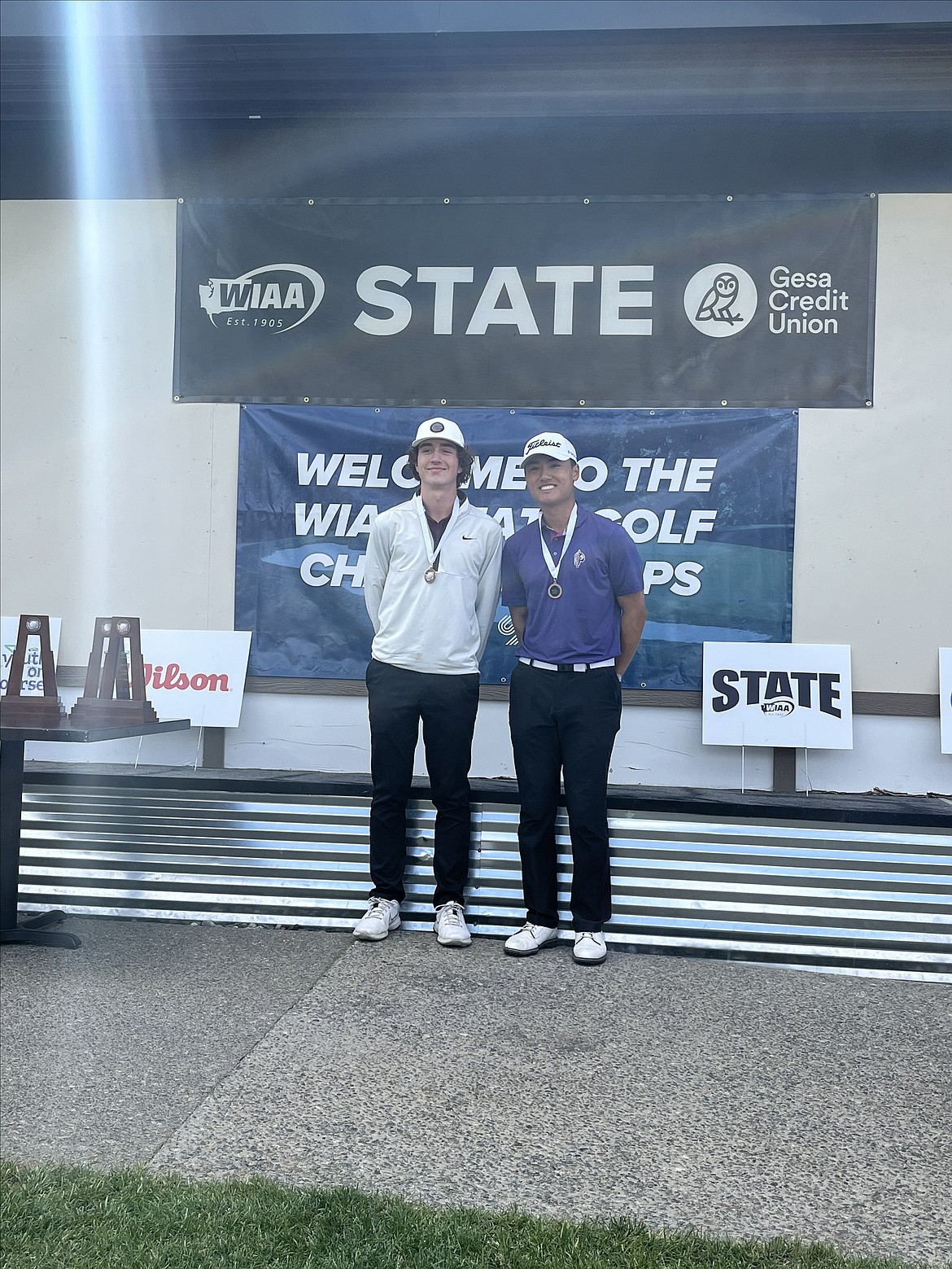 Moses Lake sophomore Mason Bradford, left, tied for fifth at the 4A Boys State Golf Championship in Spokane last week, totaling a score of 143. Bradford led the classification with a first-round score of 69.