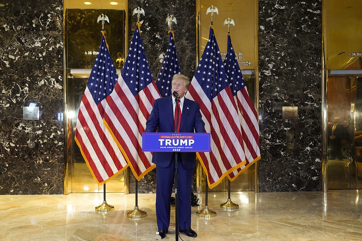 Former President Donald Trump speaks during a news conference at Trump Tower, Friday, May 31, 2024, in New York. A day after a New York jury found Donald Trump guilty of 34 felony charges, the presumptive Republican presidential nominee addressed the conviction and likely attempt to cast his campaign in a new light. (AP Photo/Julia Nikhinson)