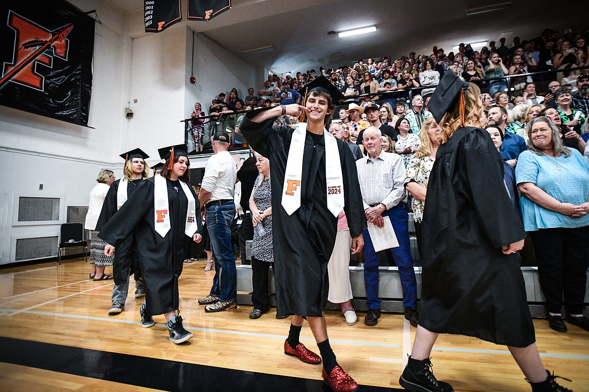 Graduates file into the gymnasium during Flathead High School's class of 2024 graduation ceremony on Friday, May 31. (Casey Kreider/Daily Inter Lake)