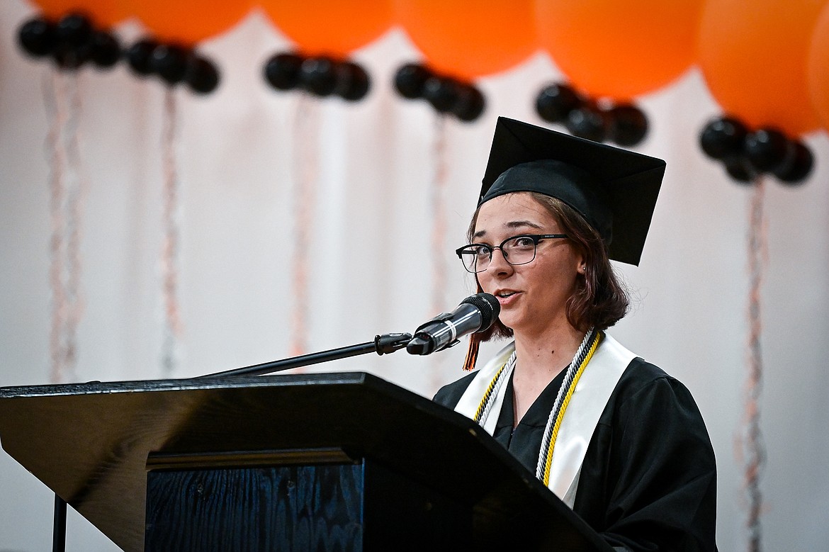 Rachel Ottman gives the opening address during Flathead High School's class of 2024 graduation ceremony on Friday, May 31. (Casey Kreider/Daily Inter Lake)