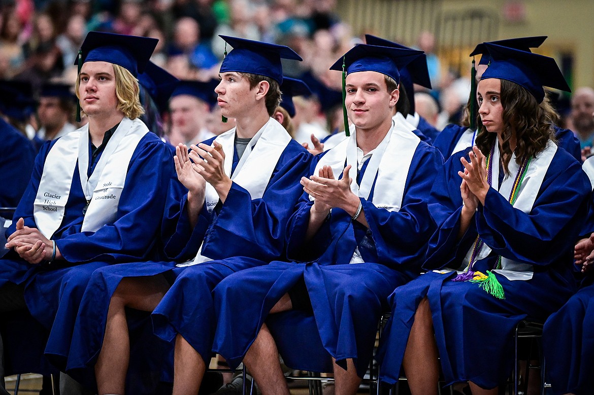 Graduates applaud a musical performance at the Glacier High School class of 2024 graduation ceremony on Saturday, June 1. (Casey Kreider/Daily Inter Lake)