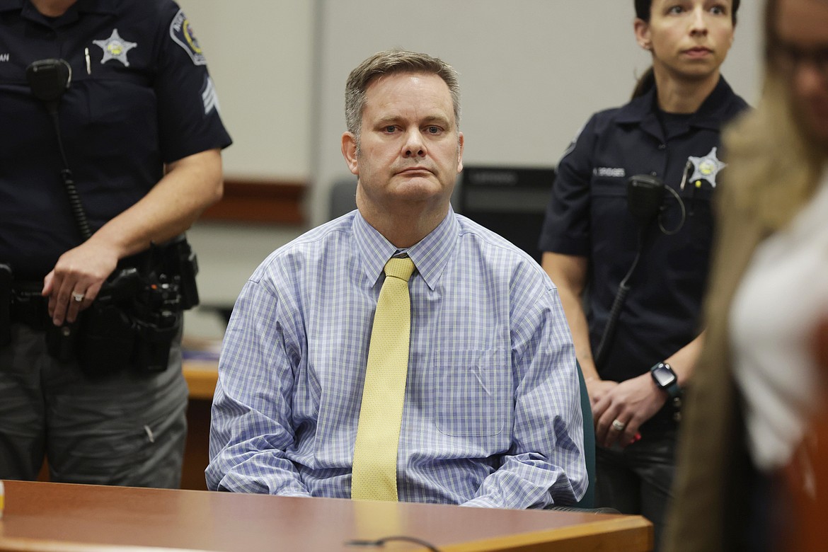 Chad Daybell sits at the defense table after the jury's verdict in his murder trial was read at the Ada County Courthouse in Boise, Idaho, on Thursday, May 30, 2024. Daybell has been sentenced to death for murder of wife and girlfriend’s 2 youngest children on Saturday, June 1. (AP Photo/Kyle Green, Pool)