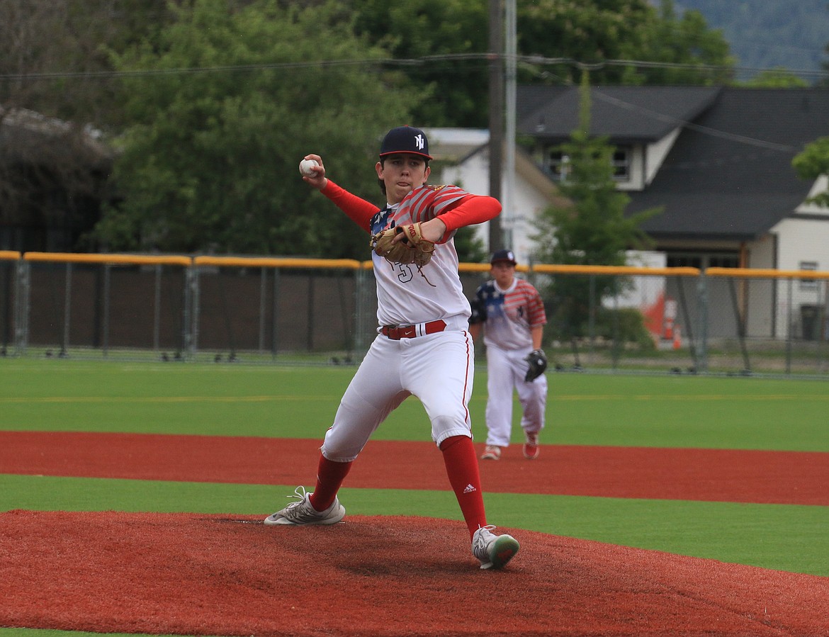 Austyn Young fires a pitch during the second game.